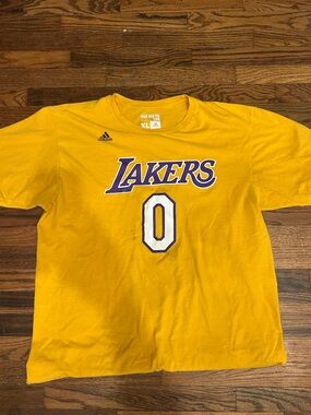 adidas Yellow Los Angeles Lakers '0' Short Sleeve Tee